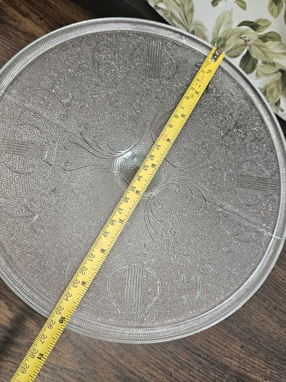 Vintage Jeannette Glass Harp Lyre Clear Pedestal Cake Stand 10